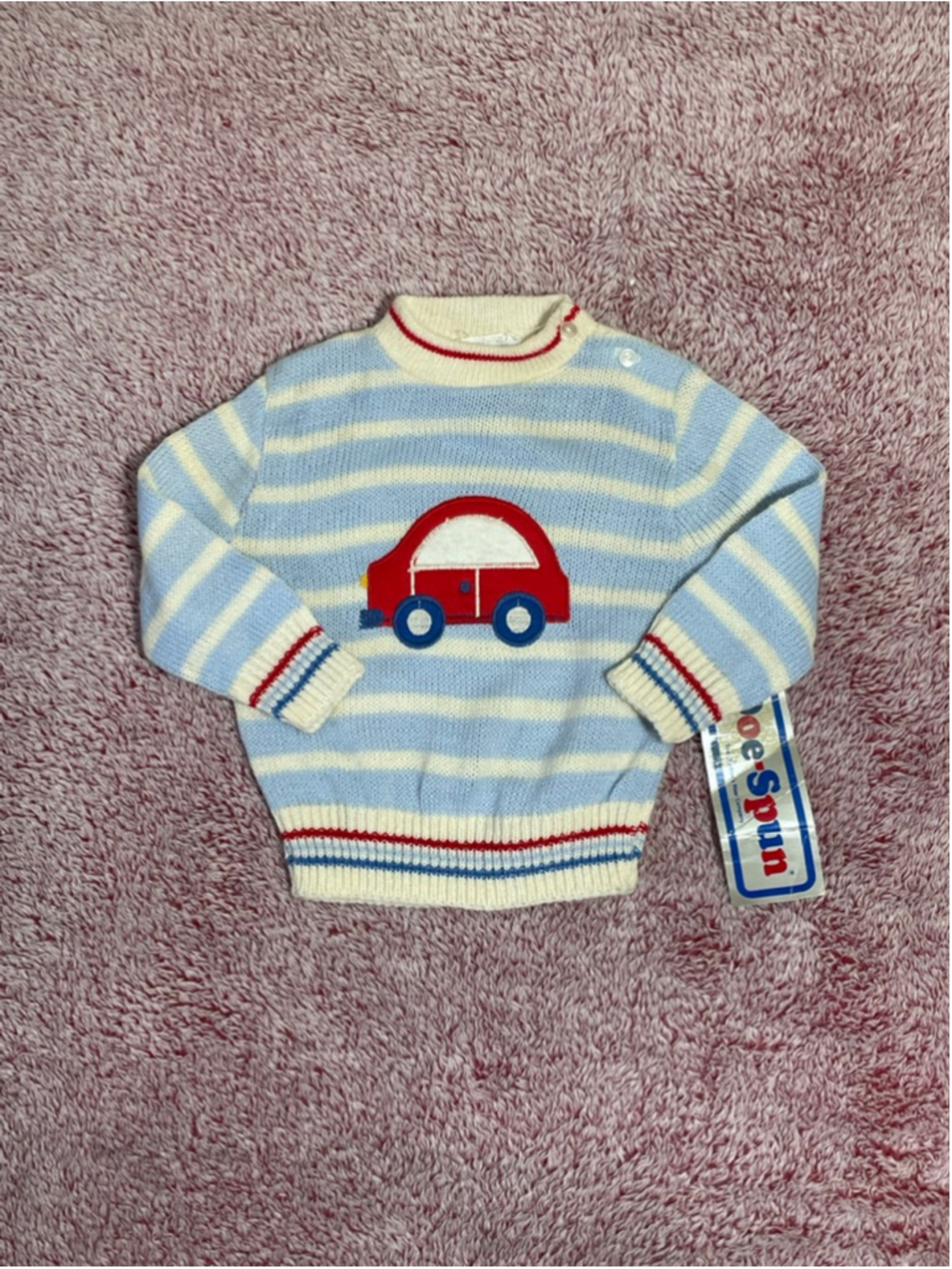 Vtg Doe-Spun Boys 12 Months Red Car Coquette grandpacore Cottagecore - Picture 1 of 5